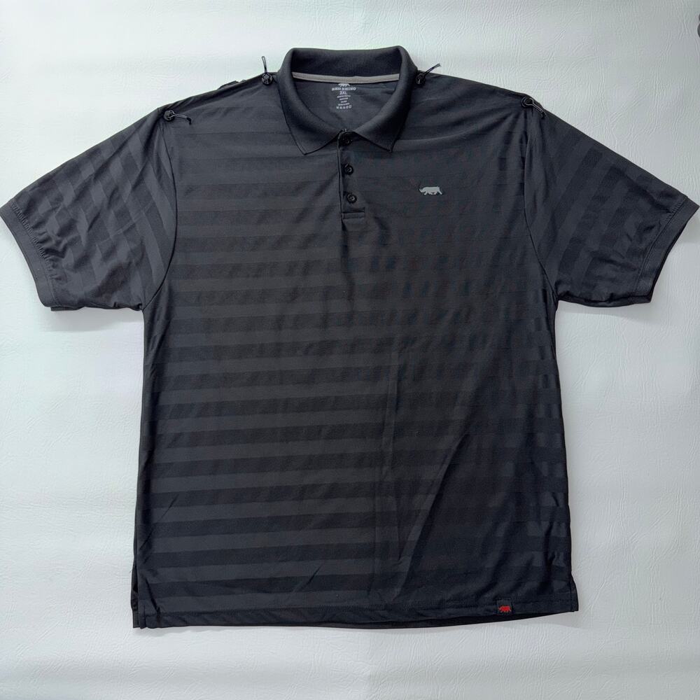 Red Rhino Golf Polo Shirt Mens 2XL Black Tonal Striped Short Sleeve